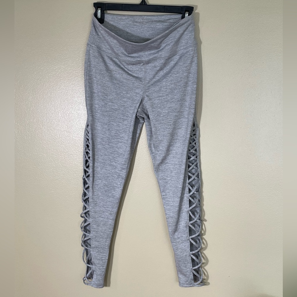 Gray Workout Leggings with Cut-Outs